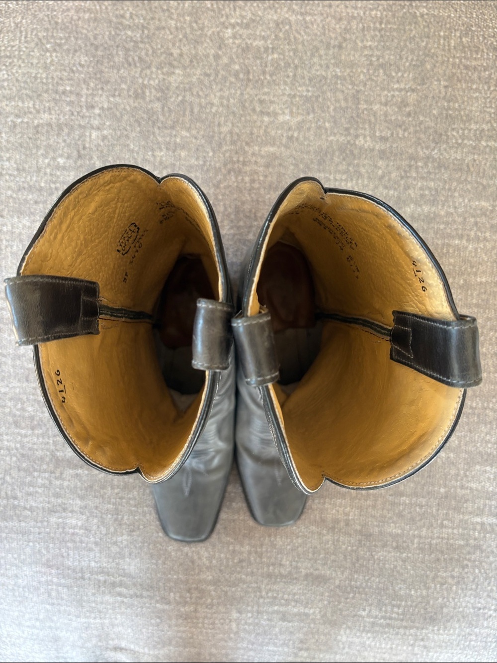 DAN POST Crazy Cow Leather Boots Charcoal Gray Black Cowgirl Boho Sz 8.5 med - Picture 8 of 9